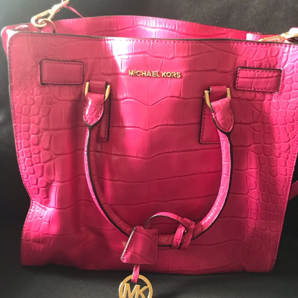 Hot pink snakeskin Michael Kors bag